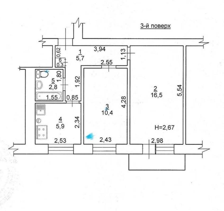 Продаж 2 кімнатної квартири 44 кв. м, Пушкінська вул. 7/49