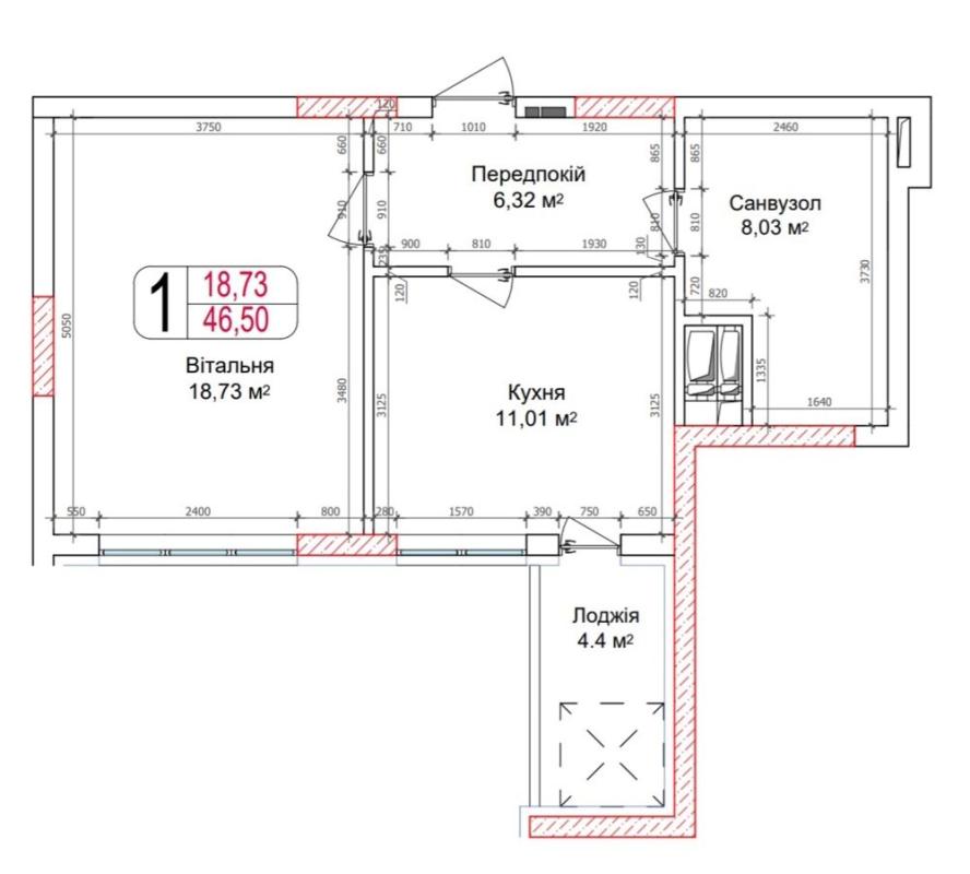 Sale 1 bedroom-(s) apartment 46 sq. m., Hlybochytska Street 13-4