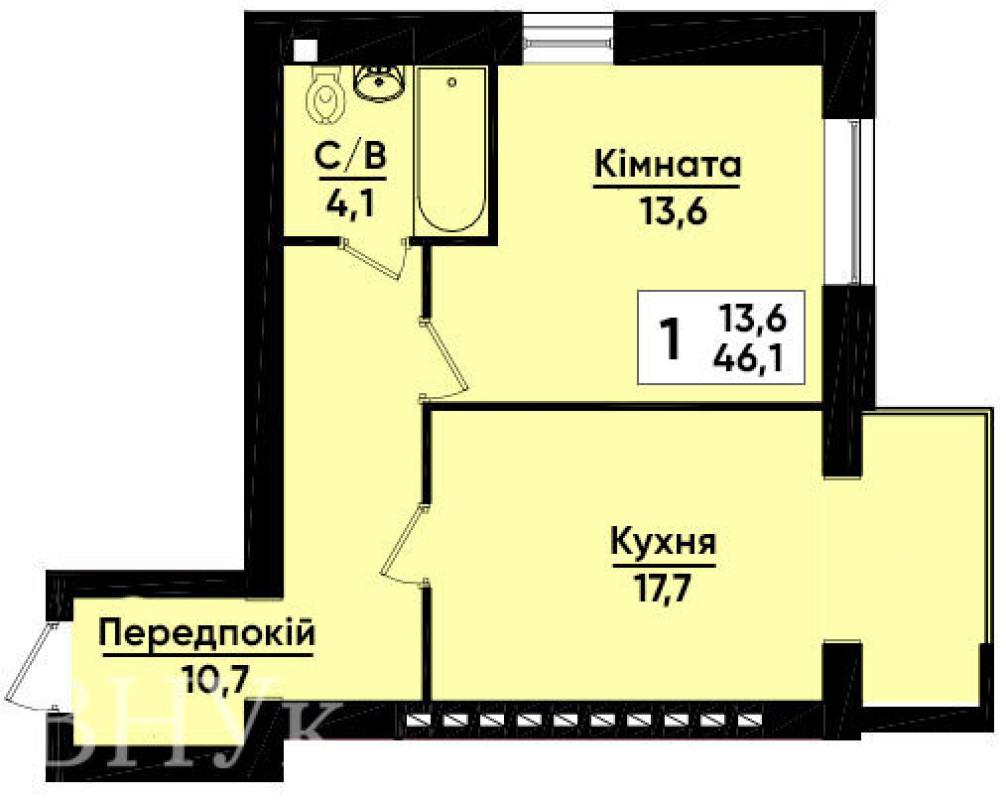 Продаж 1 кімнатної квартири 46 кв. м, Весела вул. 10