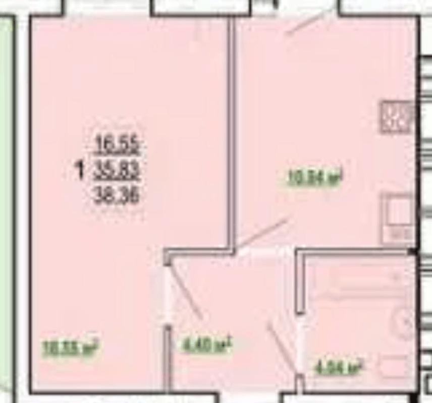 Sale 1 bedroom-(s) apartment 40 sq. m., Peremohy Avenue