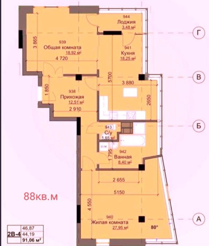 Sale 2 bedroom-(s) apartment 88 sq. m., Molochna Street (Kirova Street)