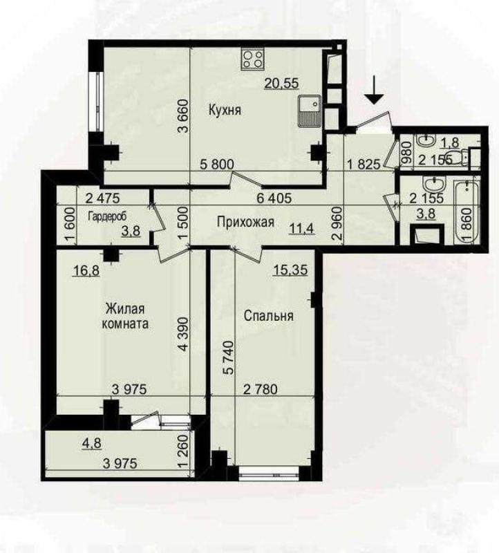 Sale 2 bedroom-(s) apartment 79.5 sq. m., Petra Hryhorenka Avenue (Marshala Zhukova Avenue) 2