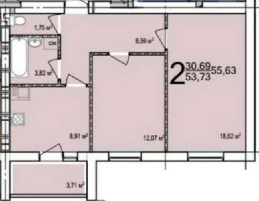 Sale 2 bedroom-(s) apartment 56 sq. m., Shevchenkivskyi Lane