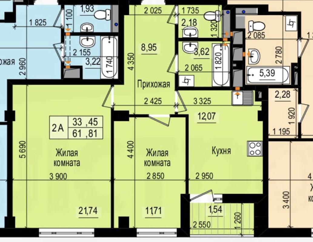 Продаж 2 кімнатної квартири 63 кв. м, Петра Григоренка просп. (Маршала Жукова) 2