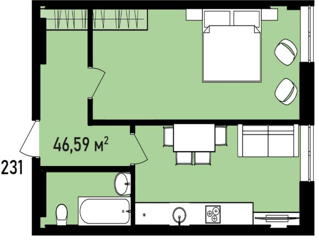 Sale 1 bedroom-(s) apartment 46 sq. m., Sumska Street 130