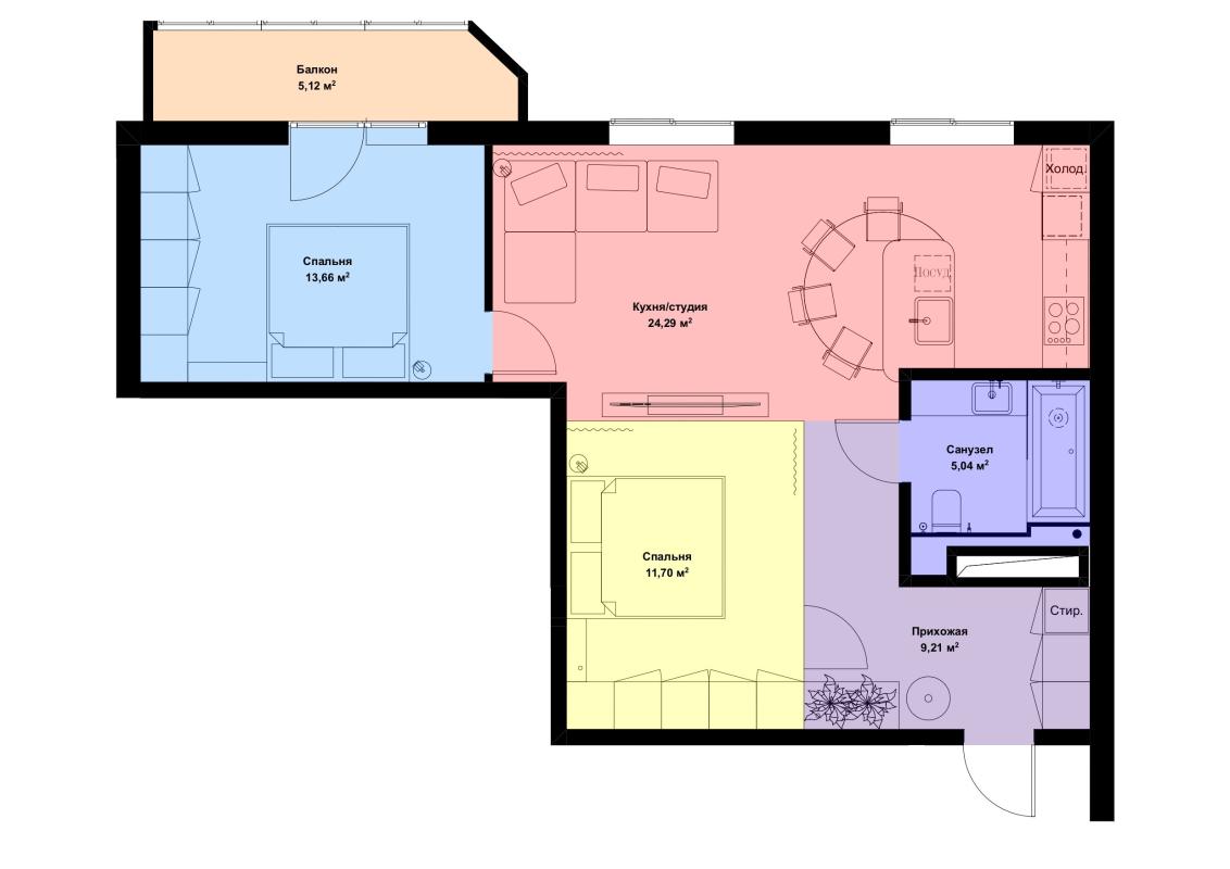 Sale 2 bedroom-(s) apartment 68 sq. m., Nauky avenue