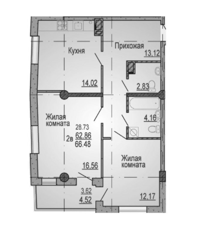 Продаж 2 кімнатної квартири 68 кв. м, Петра Григоренка просп. (Маршала Жукова) 2