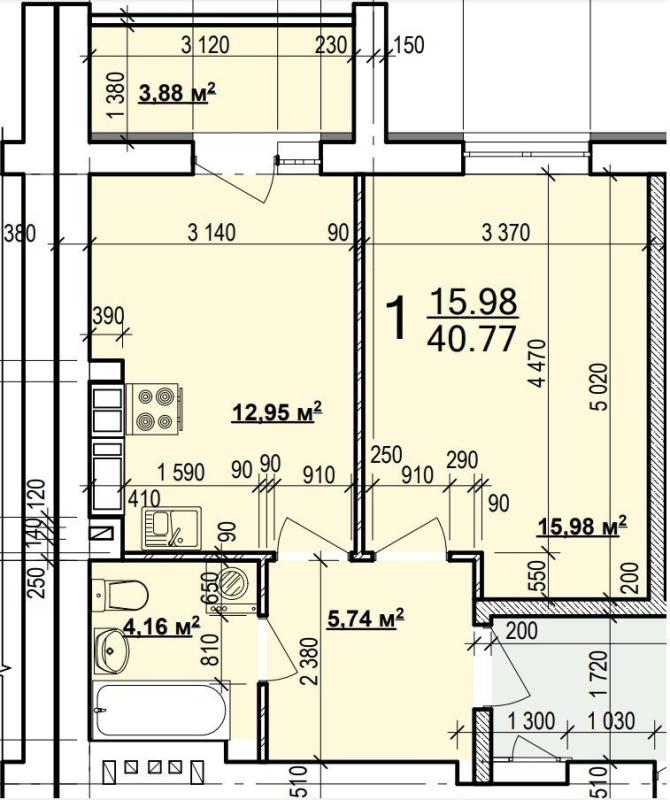 Sale 1 bedroom-(s) apartment 39 sq. m., Myru Street 11а