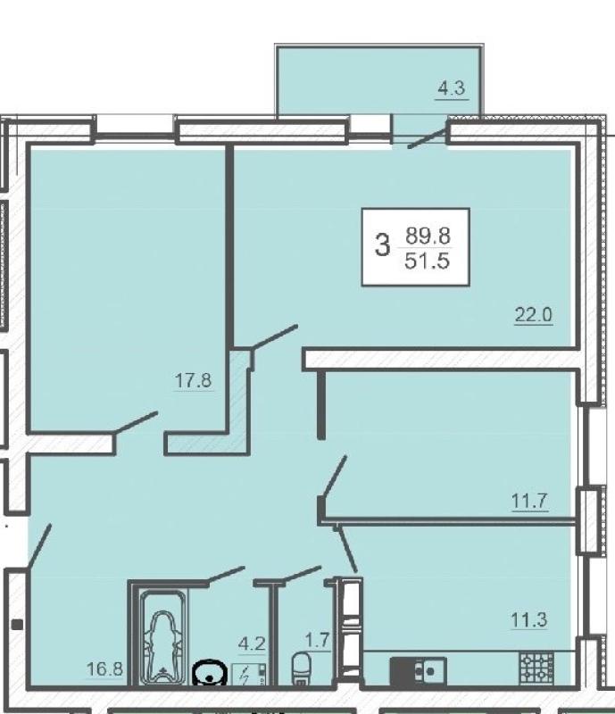 Sale 3 bedroom-(s) apartment 89 sq. m., Heroiv Pratsi Street
