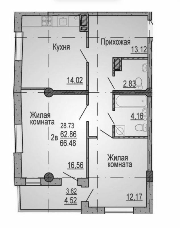 Продажа 2 комнатной квартиры 67 кв. м, Петра Григоренко просп. (Маршала Жукова) 2