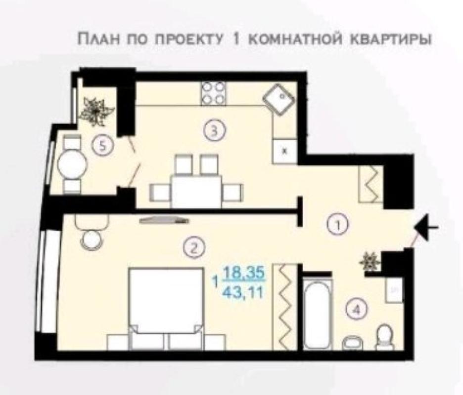 Продаж 1 кімнатної квартири 43 кв. м, Гвардійців-Широнінців вул. 68
