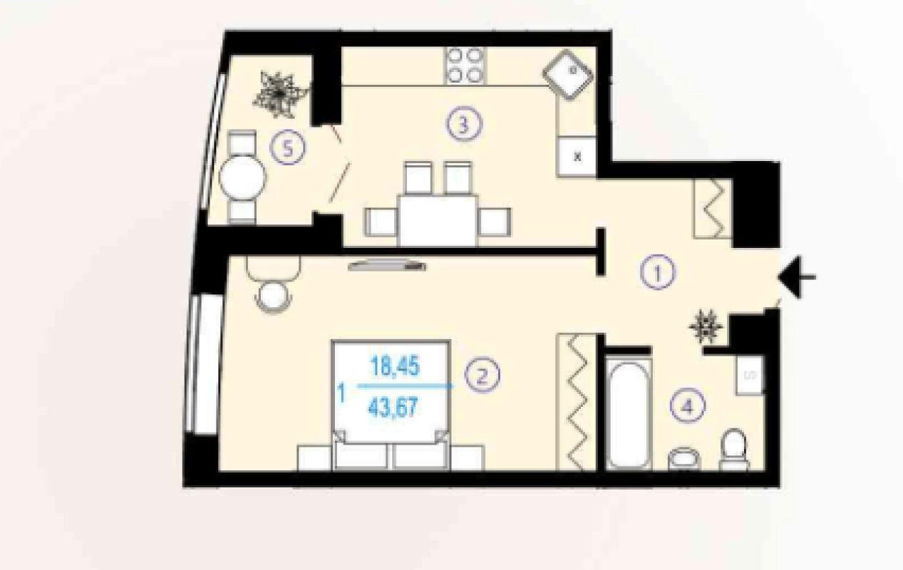 Sale 1 bedroom-(s) apartment 44 sq. m., Hvardiytsiv-Shyronintsiv Street 68