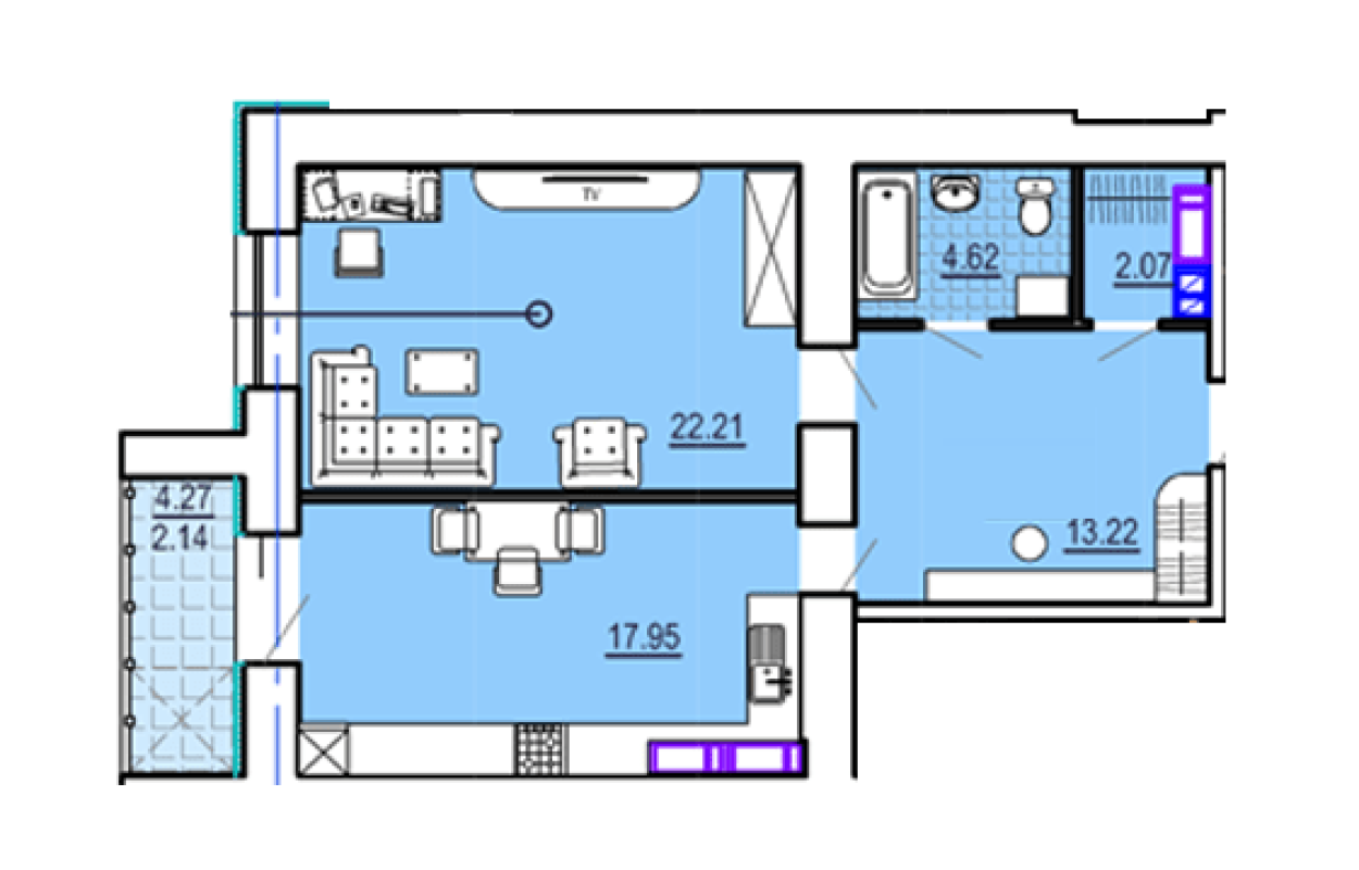 Sale 1 bedroom-(s) apartment 64 sq. m., Rymarska Street